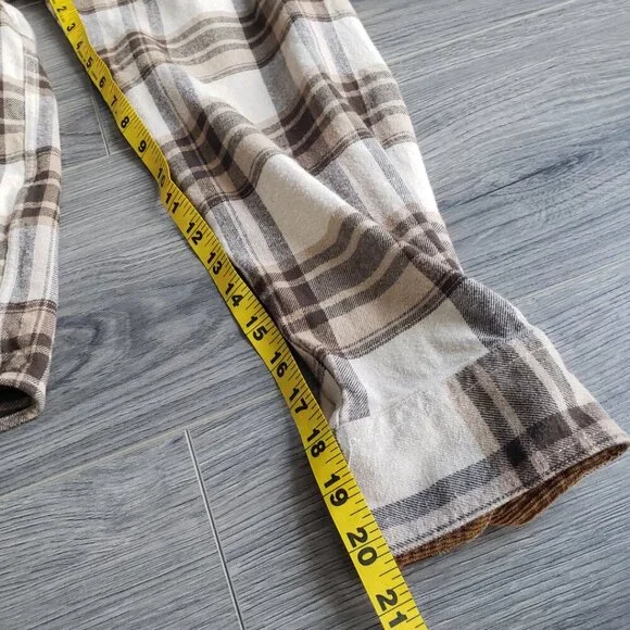 Dubinik Flannel Customized Version Brown Plaid Button Up Classic Warm Men's L - Picture 5 of 12